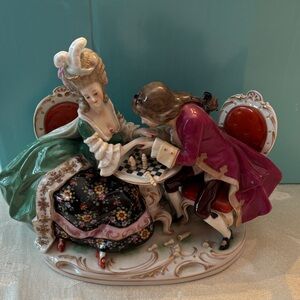 Elegant Porcelain Chess Player Sculpture